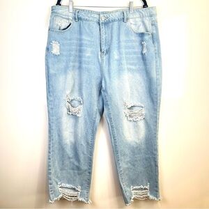 5 FOR $20 Light Blue Distressed Women's Mom Jeans
